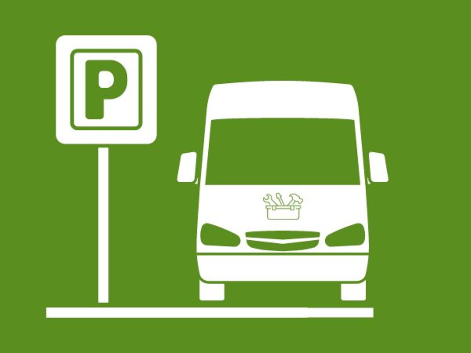 Icon eines Parkplatzes mit einem Handwerker-Transporter