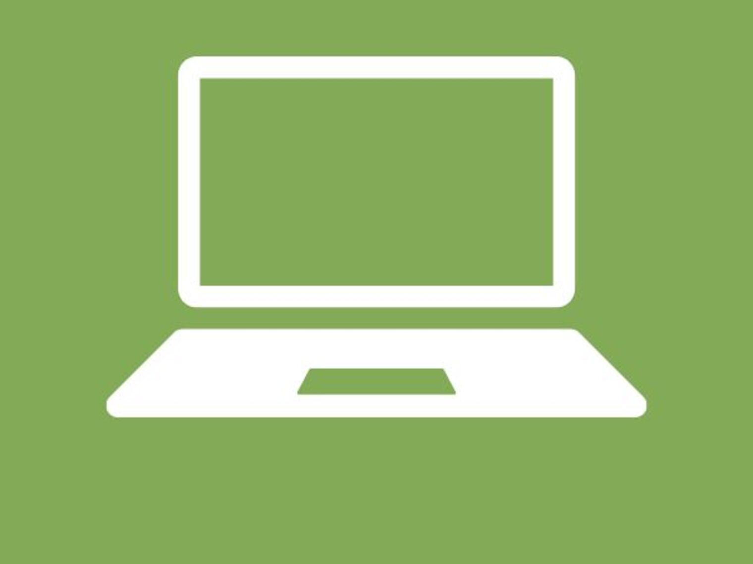 Icon eines Laptops auf grünem Hintergrund